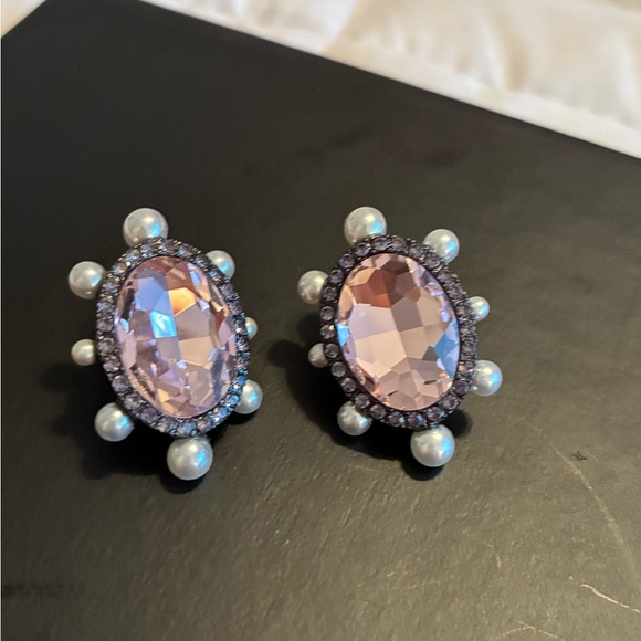 Kurt Geiger Pink and Silver Oval Earrings - Picture 4 of 4